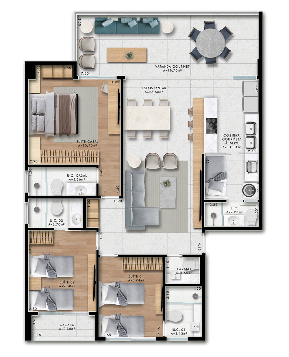 Apartamento à venda com 4 quartos, 233117m² - Foto 15